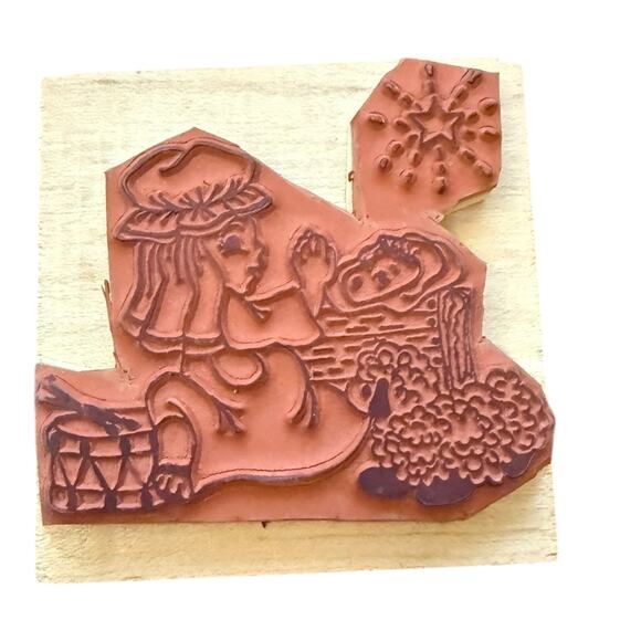 Colorado Stamp Company Praying Baby Manger Rubber Stamp - Picture 2 of 2